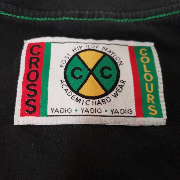 Cross Colours VINTAGE y2k short sleeve t-shirt Men's large white black green - Picture 2 of 11